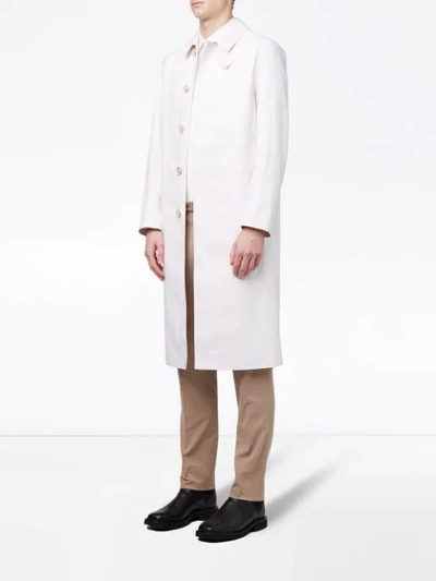 Shop Mackintosh Cotton Single-breasted Coat In White