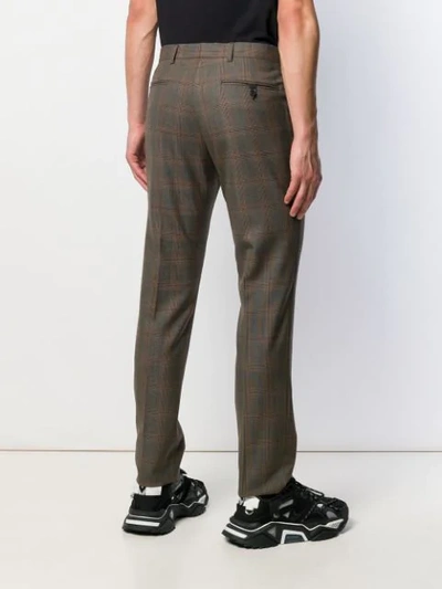 Shop Prada Checked Tailored Trousers In F0038 Burnt