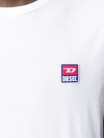 Shop Diesel Logo Patch T-shirt In White