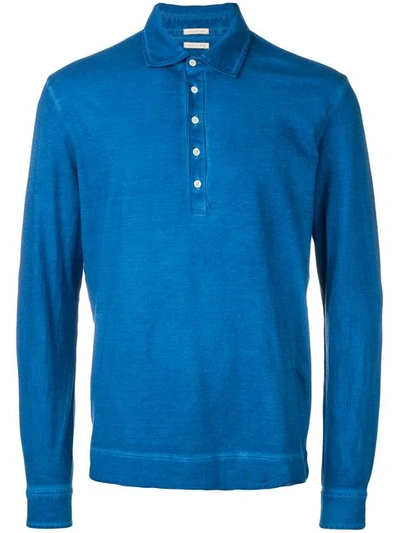 Shop Massimo Alba Long Sleeved Polo Shirt In Blue
