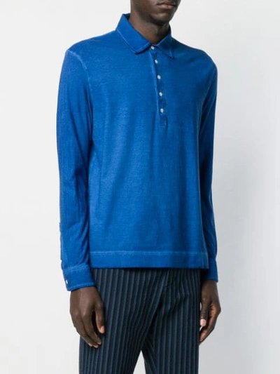 Shop Massimo Alba Long Sleeved Polo Shirt In Blue