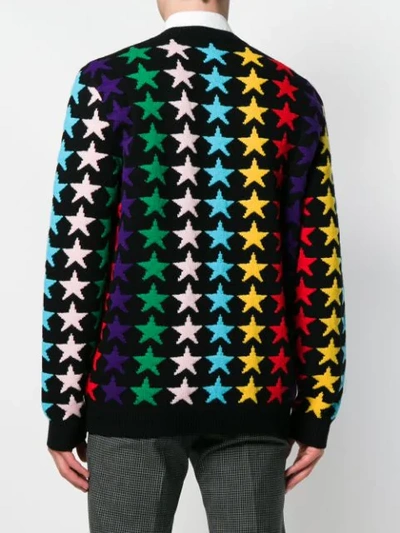 Shop Gucci Rainbow Star Intarsia Sweater In Black