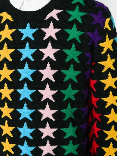 Shop Gucci Rainbow Star Intarsia Sweater In Black