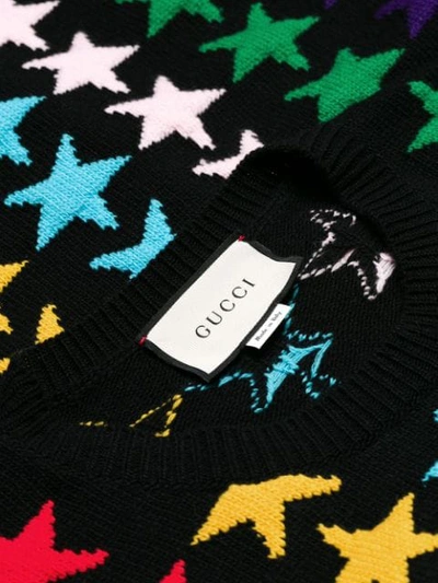 Shop Gucci Rainbow Star Intarsia Sweater In Black