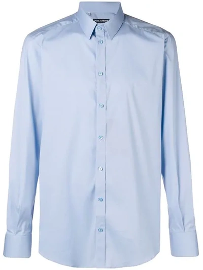 Shop Dolce & Gabbana Stretch Shirt In Blue