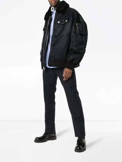 Shop Calvin Klein 205w39nyc Long Sleeve Oversized Bomber Jacket In Black