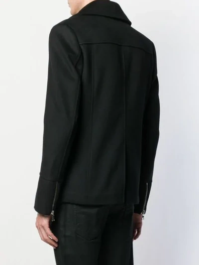 Shop Balmain Button Detailed Zipped Jacket In Black