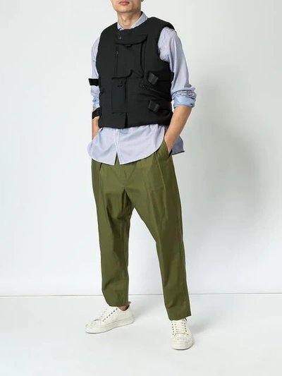 Shop Junya Watanabe Zipped Down Vest In Black