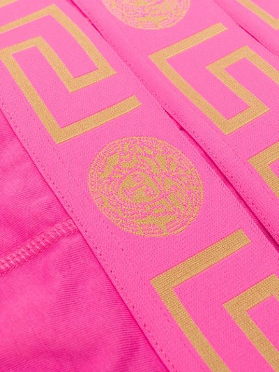 Shop Versace Greek Key Print Briefs Set - Pink