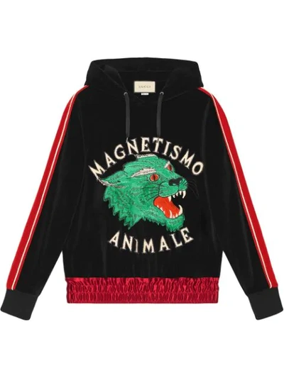 Shop Gucci ”magnetismo Animale” Chenille Sweatshirt In Black