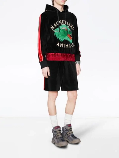 Shop Gucci ”magnetismo Animale” Chenille Sweatshirt In Black