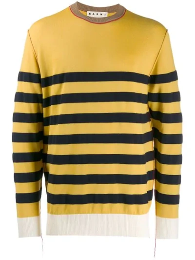 Shop Marni Striped Crew Neck Jumper In Yellow