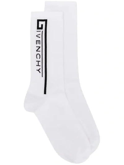 Shop Givenchy Logo Knitted Socks In White