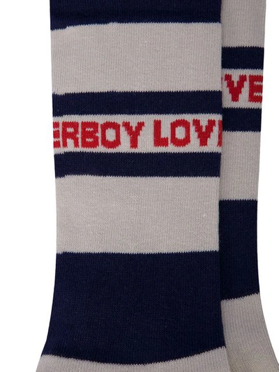 Shop Charles Jeffrey Loverboy 'loverboy' Socken In Navy/ecru