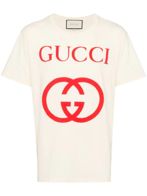 white and red gucci shirt