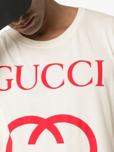 Shop Gucci Interlocking G Logo T-shirt In White