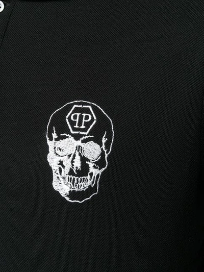 Shop Philipp Plein Skull Embroidered Polo Shirt - Black