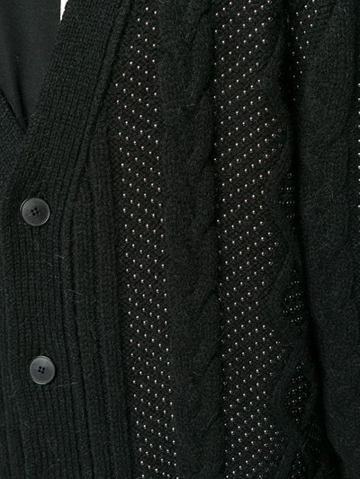 Shop Valentino Microstud Cable Knit Cardigan In 0no-black