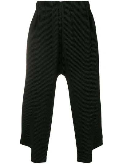 Shop Issey Miyake Cropped Pleated Trousers In Black