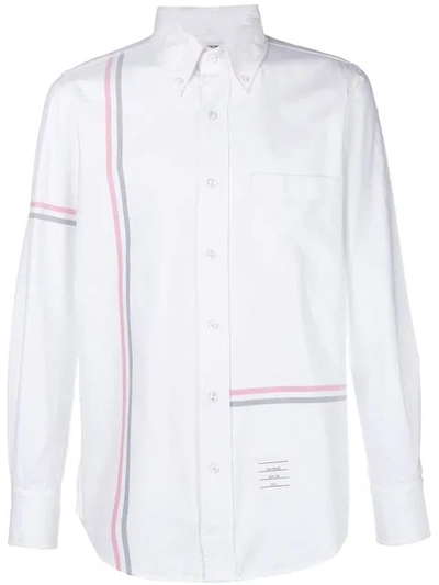 Shop Thom Browne Rwb Stripe Straight-fit Oxford Shirt In White