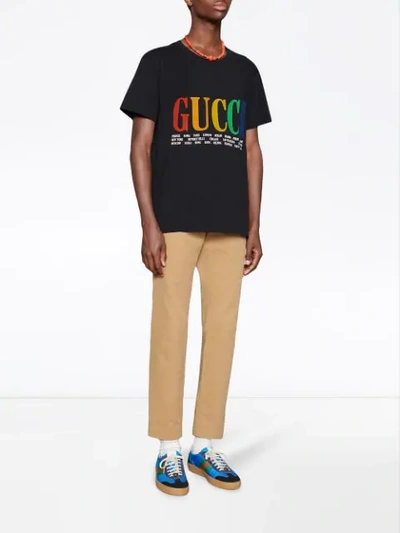 Shop Gucci Cities Cotton T-shirt In Black