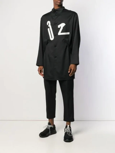 Shop Yohji Yamamoto Longline Graphic Print Shirt - Black