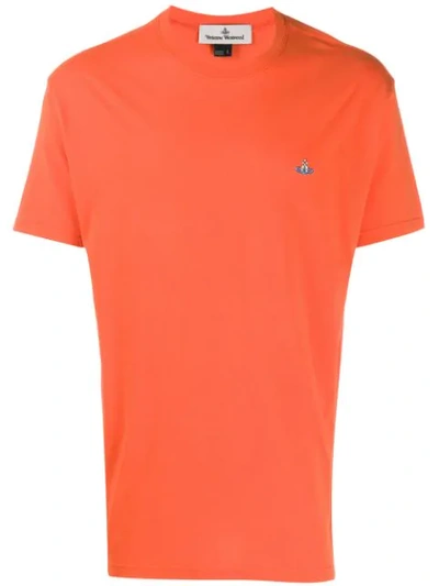 Shop Vivienne Westwood Embroidered Logo T-shirt In Orange