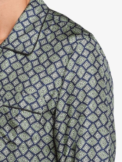 Shop Prada Argyle Print Silk Pajamas - Green