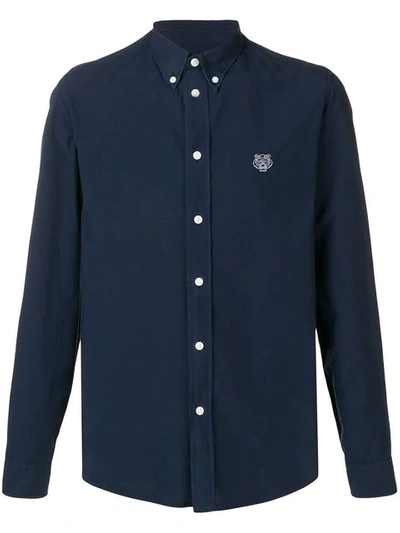 Shop Kenzo Mini Tiger Button Down Shirt In Blue