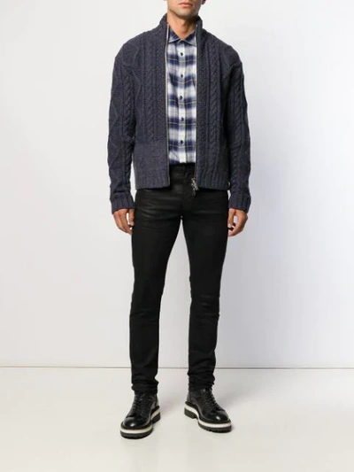 Shop Dsquared2 Cable Knit Cardigan In Blue