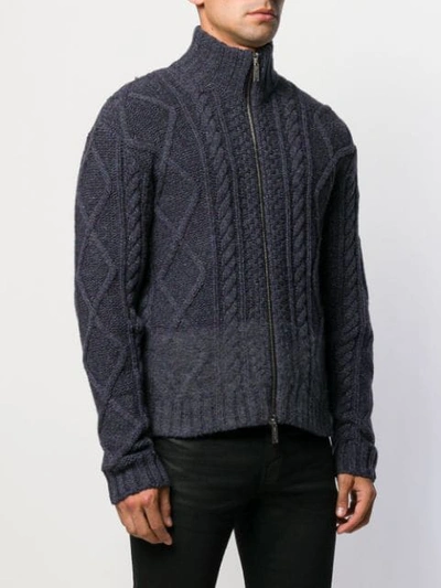 Shop Dsquared2 Cable Knit Cardigan In Blue
