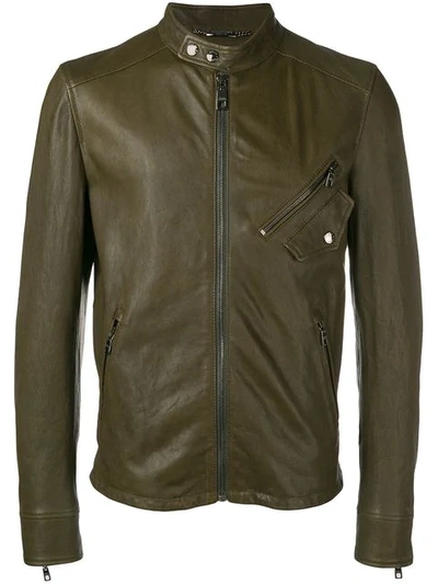 Shop Dolce & Gabbana Zipped-up Bomber Jacket In Green