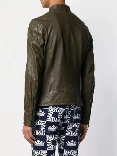Shop Dolce & Gabbana Zipped-up Bomber Jacket In Green