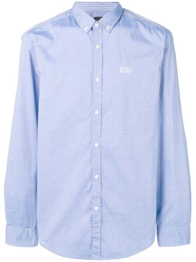 Shop Hugo Boss Button Down Collar Shirt In Blue
