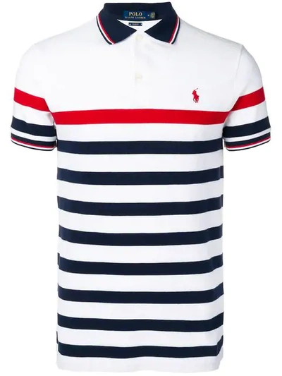 Shop Polo Ralph Lauren Striped Polo Shirt In White