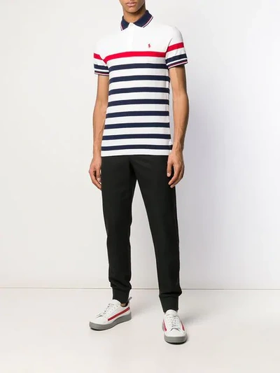 Shop Polo Ralph Lauren Striped Polo Shirt In White