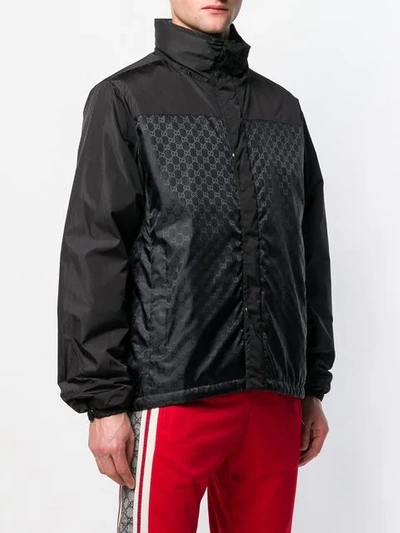 Shop Gucci Gg Print Padded Jacket In Black