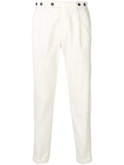 Shop Berwich Corduroy Tapered Trousers In White