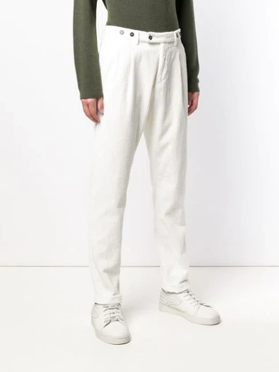 Shop Berwich Corduroy Tapered Trousers In White