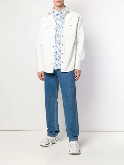 Shop Kenzo Roses Slim-fit Shirt In White