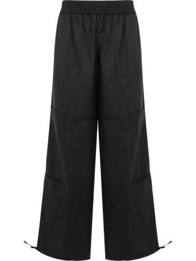 Shop Wales Bonner Striped Wide Leg Trousers In Black