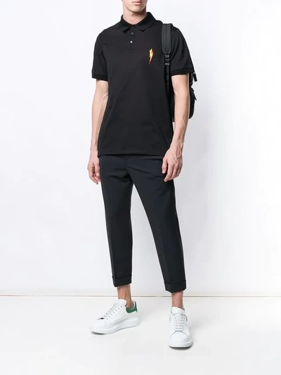 Shop Neil Barrett Thunderbolt Polo Shirt In Black