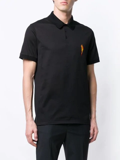 Shop Neil Barrett Thunderbolt Polo Shirt In Black