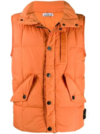 Shop Stone Island Padded Gilet Jacket In Orange