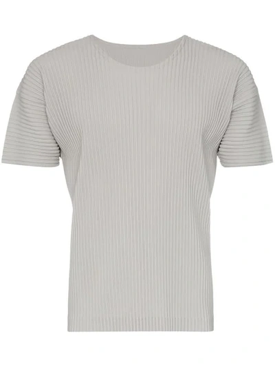 Shop Issey Miyake Pleated Short Sleeved T-shirt In Grey