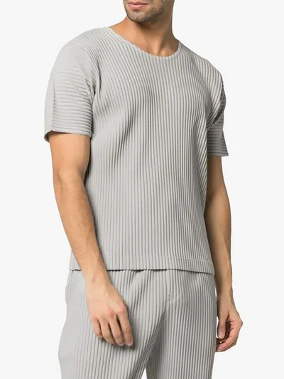 Shop Issey Miyake Pleated Short Sleeved T-shirt In Grey