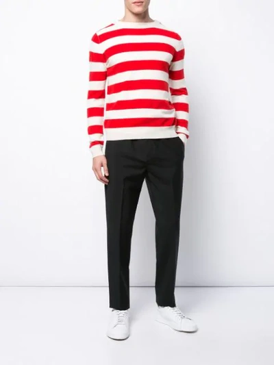 Shop Holiday Striped Crew Neck Sweater In Red