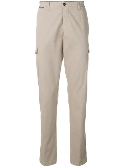 Shop Eleventy High-rise Chino Trousers In Neutrals