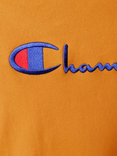 Shop Champion Embroidered Logo Hoodie In Orange