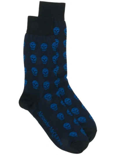 Shop Alexander Mcqueen Skull Socks - Blue